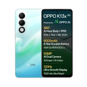 OPPO K13x 5G 6000mAh and 45W SUPERVOOC Charger & AI (Breeze Blue, 128 GB) (6 GB RAM)